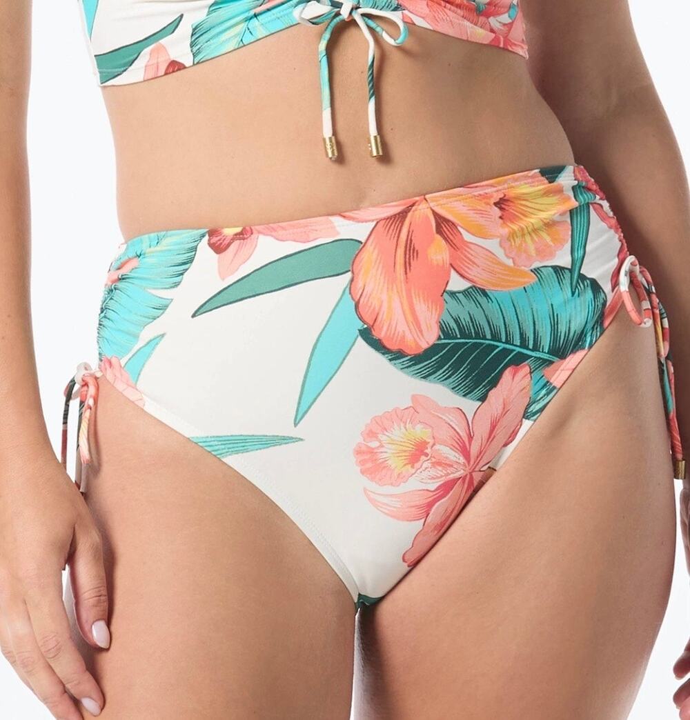 Coco Reef Island Flora Inpire Shirred High Waist Bikini Bottom S NWT
